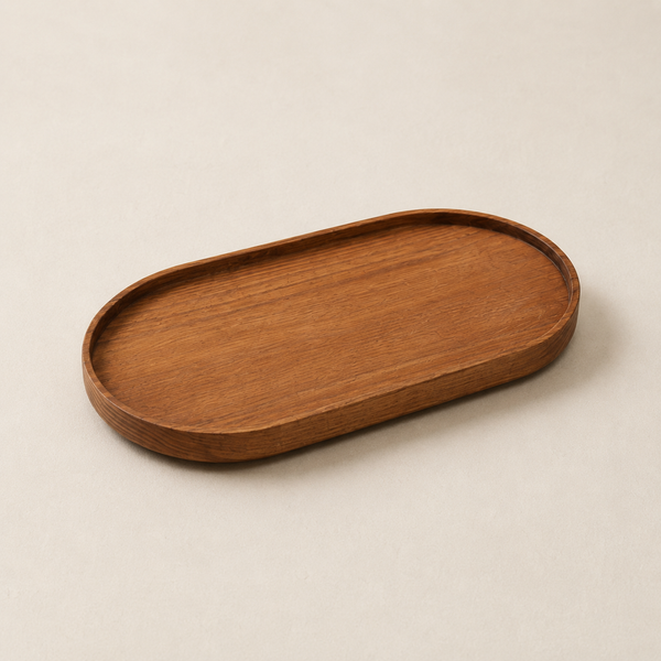 MOC-HO-CAT-S MOCCALO small wooden catch-all tray with rounded edges on a cream background