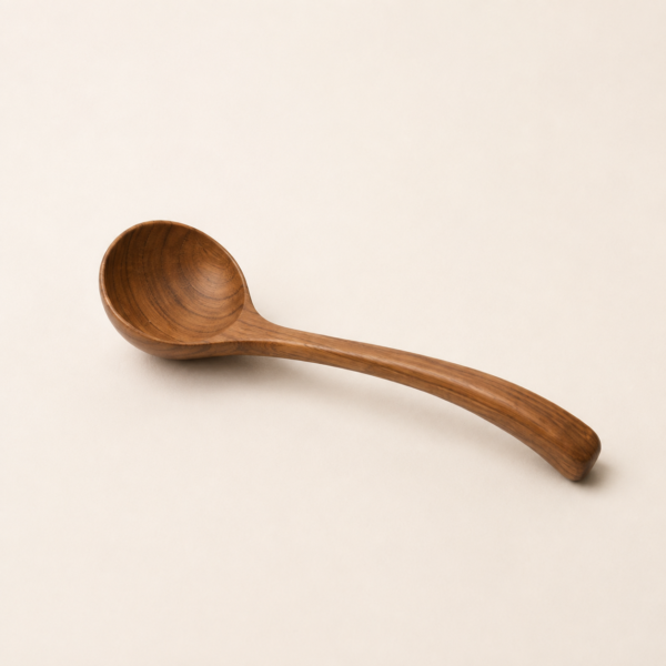MOC-KT-UTS-M MOCCALO medium wooden spoon with visible wood grain on a cream background