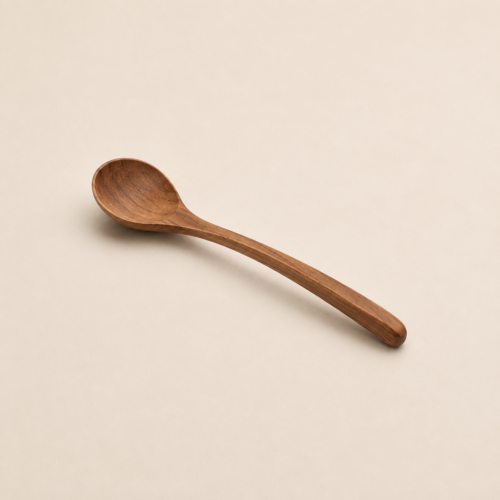 MOC-KT-UTS-S MOCCALO small wooden spoon with visible wood grain on a cream background