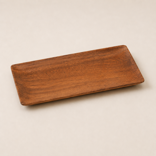 MOC-TS-TRY-L MOCCALO large rectangular wooden serving tray with raised edges on a cream background