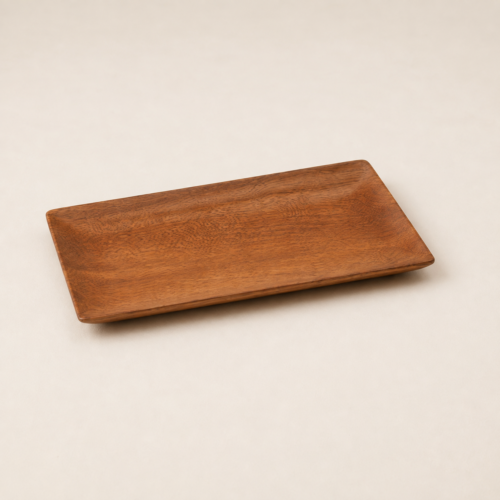 MOC-TS-TRY-M MOCCALO rectangular wooden serving tray with raised edges on a cream background