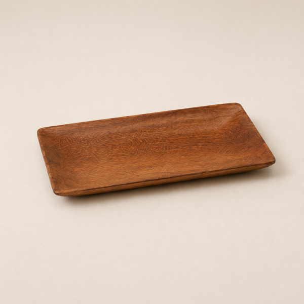 MOC-TS-TRY-XS MOCCALO extra small wooden serving tray with raised edges on a cream background